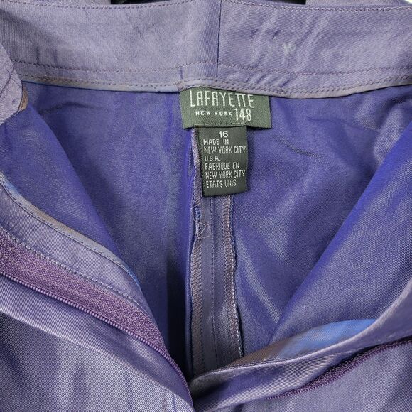 LAFAYETTE NY 148 womens 16 purple cotton silk blend pants set (flawed) - Picture 8 of 15